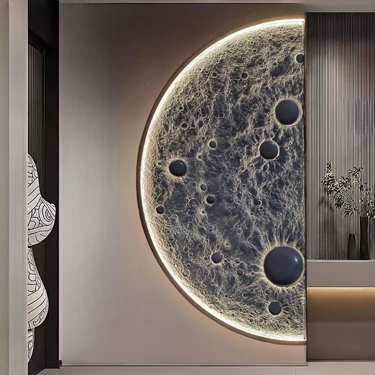 3D Half Moon LED Wall Lamp – Dimmable Wall Decor with Remote Control