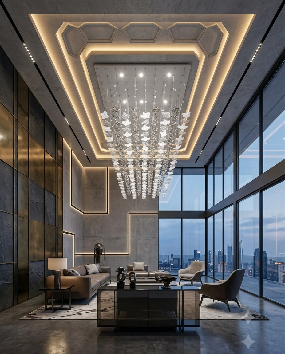 Monarch 3M Custom Glass Chandelier – Luxury Silver, Clear & White Rectangular Pendant Light