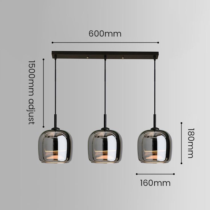 Nordic Smoky Grey Triple-Pendant Dining Chandelier – Tri-Color LED