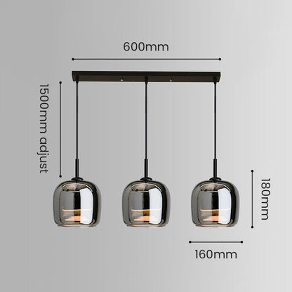 Nordic Smoky Grey Triple-Pendant Dining Chandelier – Tri-Color LED