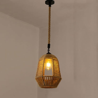 E27 Hand-Woven Hemp Rope Pendant Light – A Creative Blend of Vintage and Modern Style