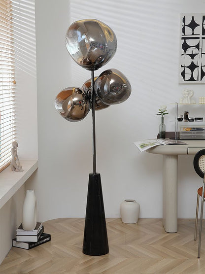 Lava Column Floor Lamp – Smoke Gray & Black Elegance