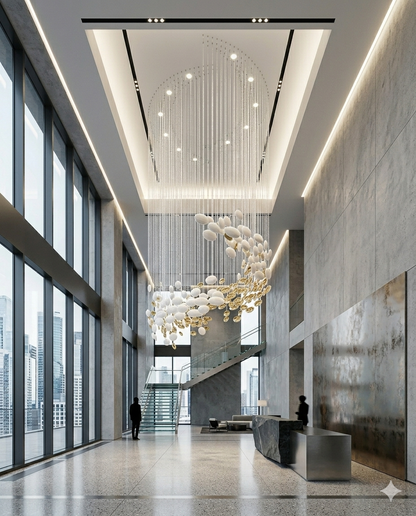 3M Spiral White & Gold Glass Staircase Chandelier – Custom Luxury Double Height Pendant Light for Modern Foyers & Staircases