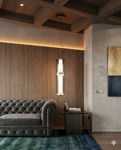 80cm Modern Smoke Grey LED Pendant Light – Minimalist Bedside Hanging Cylindrical Chandelier with 80cm Adjustable Cord