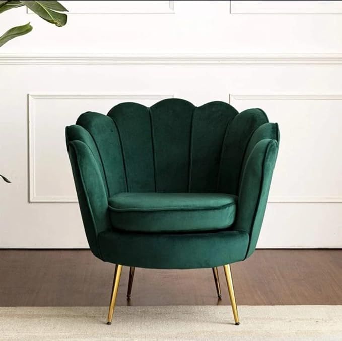 Luxury Flower Shell Velvet Accent Chair – Modern Petal Back Statement Chair
