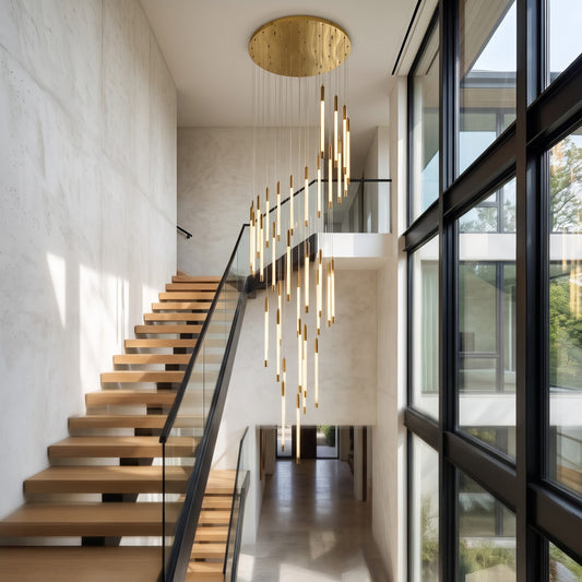 Spiral 37-Light Custom Grand Cascade Chandelier – Adjustable 6-Meter Luxury Pendant For Staircase