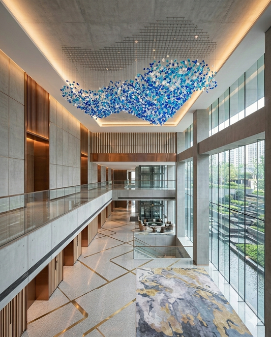 Custom Organic Stone Chandelier - Modern Wavy Design