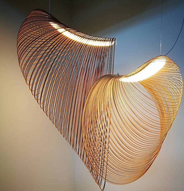 Japandi Style Wood Ring Pendant Light