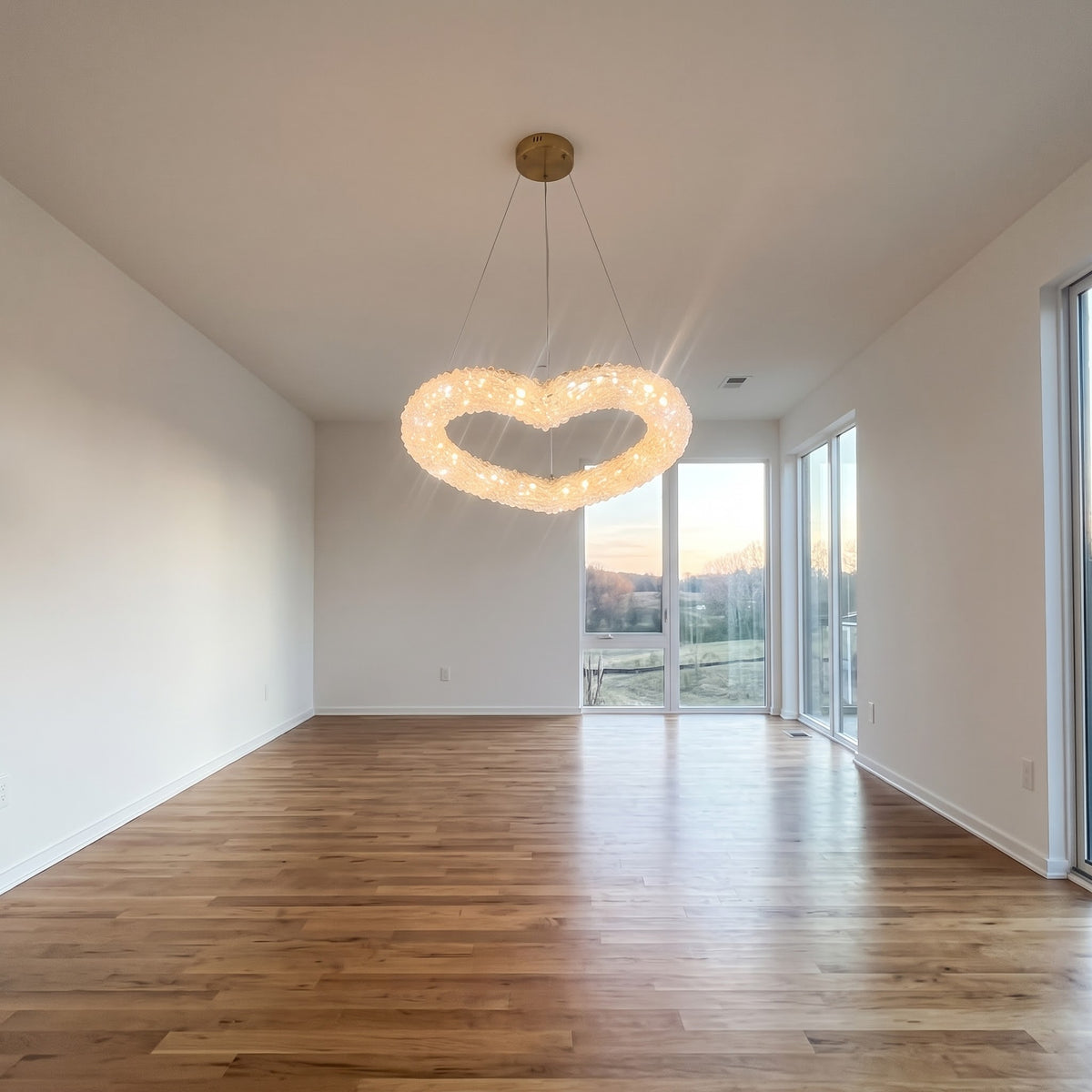 Luxurious 80 cm Heart-Shaped Crystal Ring Chandelier – 3-Color LED Suspended Pendant Light