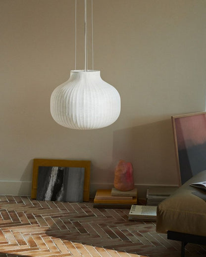 Muuto-Inspired Ribbed Globe Pendant Light – Soft Minimalist Statement for Modern Interiors