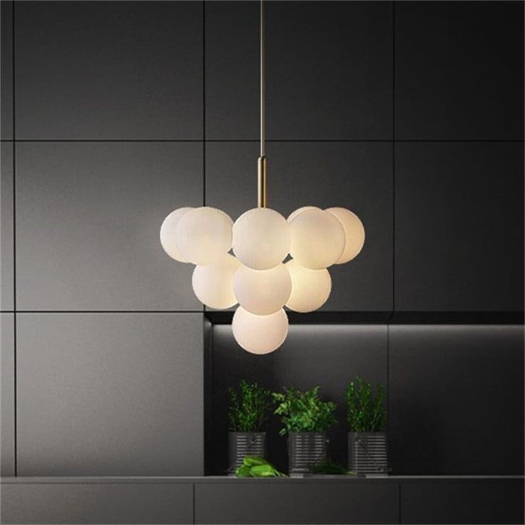 Milky Glass Cluster Bubble Chandelier – 13-Head Luxury Modern Pendant