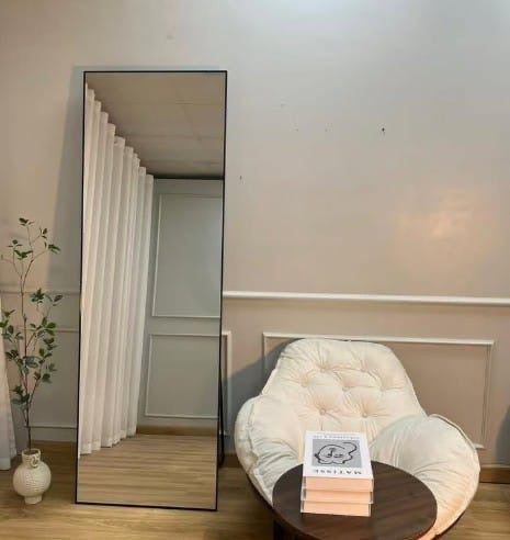 Modern Full Length Standing Floor Mirror 170 × 60 cm – Minimalist Black Frame Dressing Mirror for Bedroom & Living Room