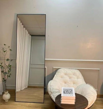 Modern Full Length Standing Floor Mirror 170 × 60 cm – Minimalist Black Frame Dressing Mirror for Bedroom & Living Room
