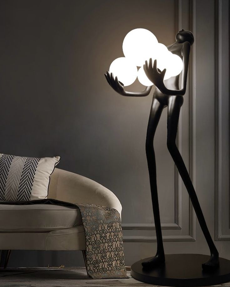 Sculpture Floor Lamp with Globe Lights