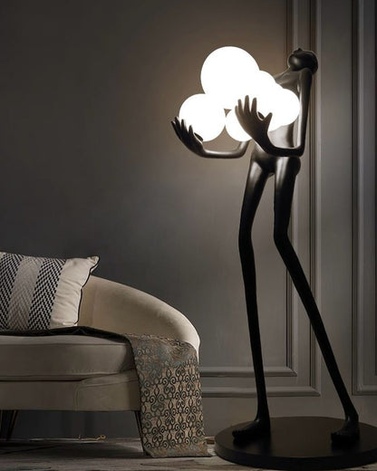 Sculpture Floor Lamp with Globe Lights