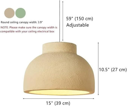 Wabi Sabi Yellow Bowl Shade Pendant Light – Japanese Concrete Look Dome Lamp for Modern Interiors 40 C.M