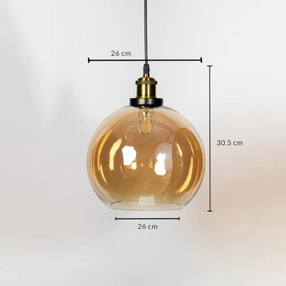 Vintage Pendant Light with Clear Glass Globe Shade ( 20 cm)