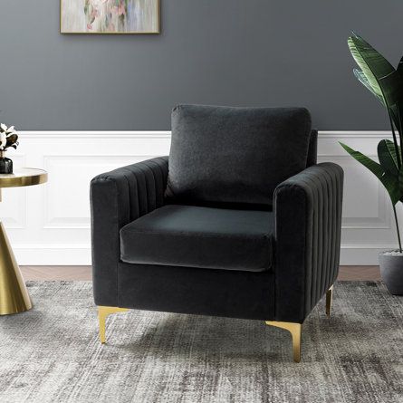 Modern Velvet Tufted Club Chair – Glam Accent Armchair with Gold Metal Legs