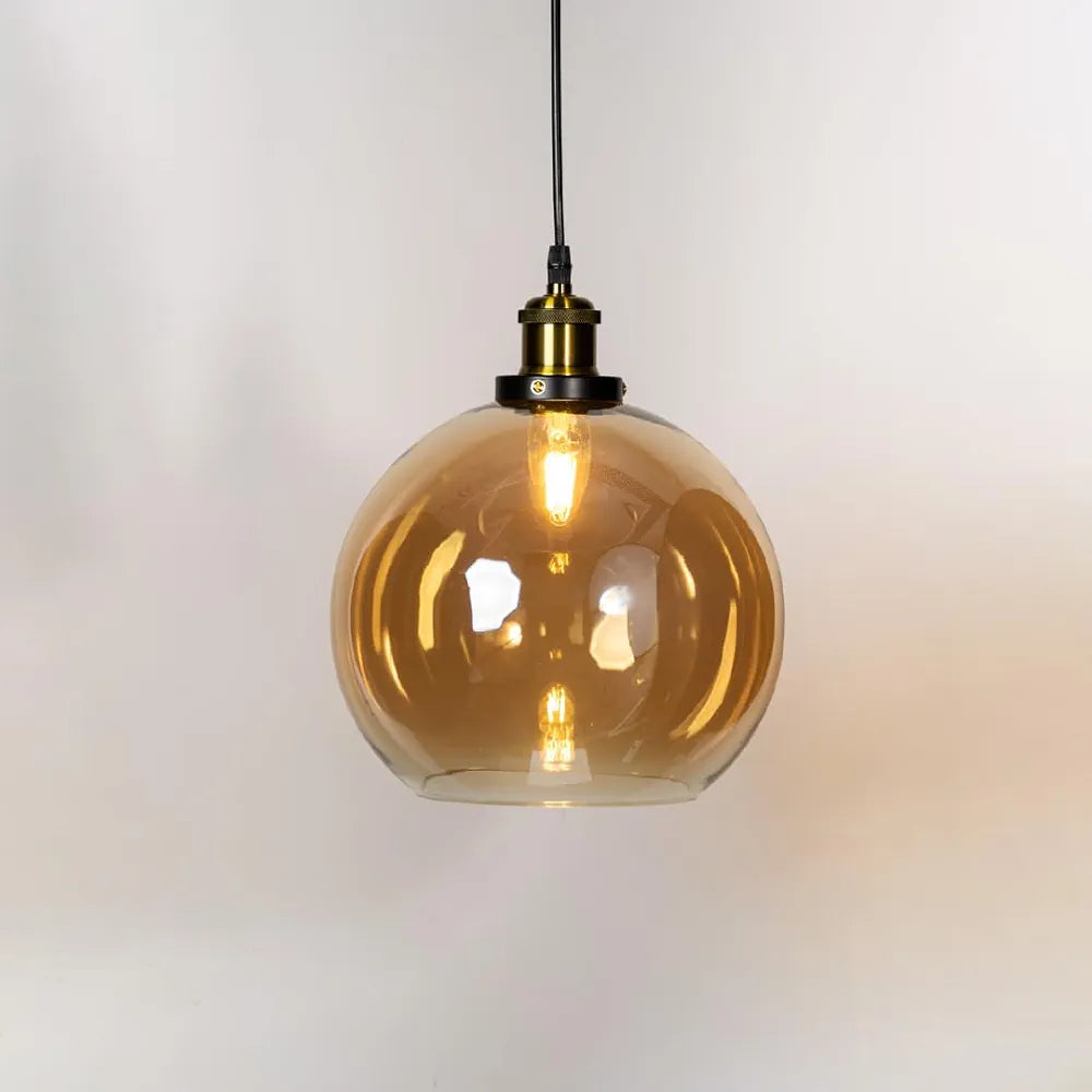 Vintage Pendant Light with Clear Glass Globe Shade ( 20 cm)