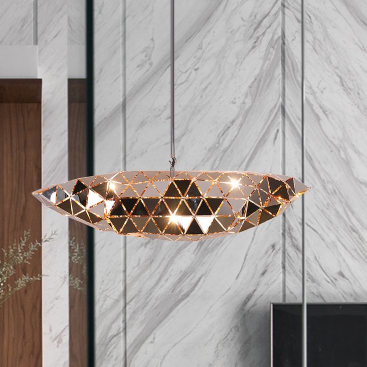 Luxury Faceted Elliptical Pendant Light – Geometric Modern Statement Chandelier