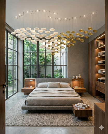Custom Wave Glass Chandelier – Luxury White & Gold Pendant Light