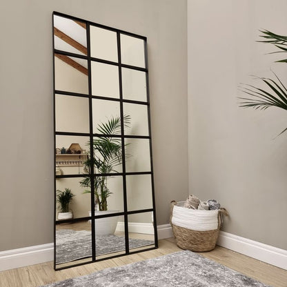 Modern Window Grid Wall/stand Mirror – Black Metal Frame Decorative Mirror
