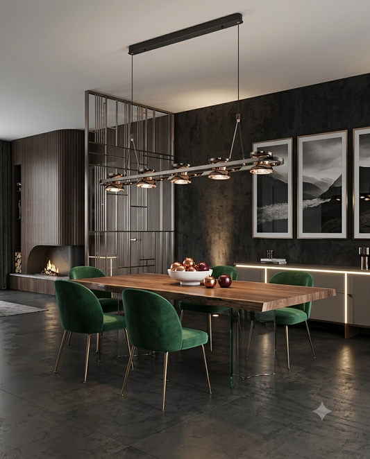 Modern Linear LED Chandelier 80W – 130cm Rectangular Island Pendant Light for Dining Room