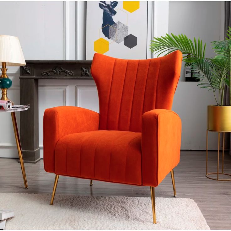 Luxury Wingback Velvet Lounge Chair – Stylish Accent Seating for Modern Interiors