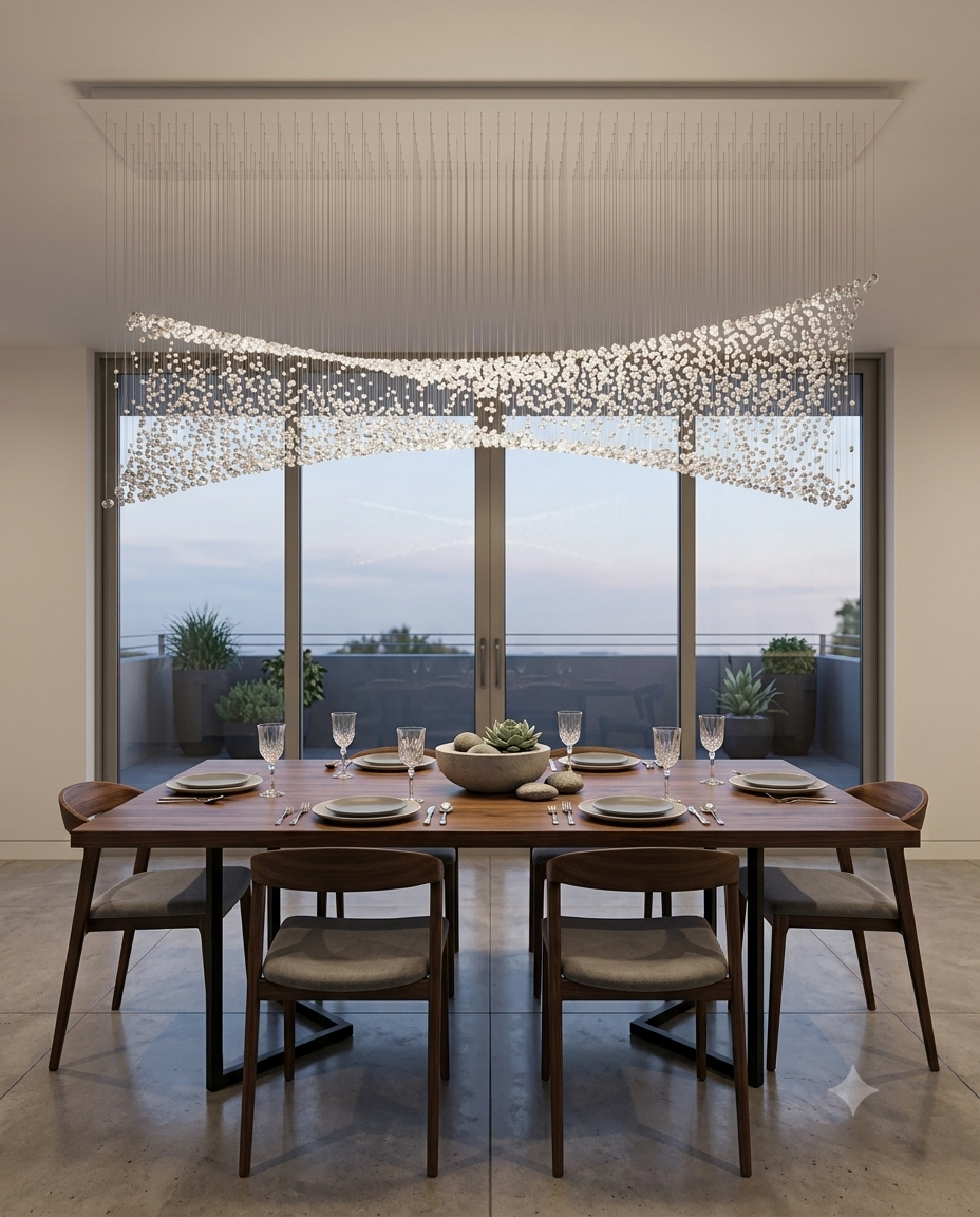Modern Custom Hourglass Crystal Stone Chandelier | 2M Luxury Dining Table Pendant Light