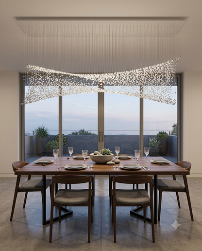 Modern Custom Hourglass Crystal Stone Chandelier | 2M Luxury Dining Table Pendant Light