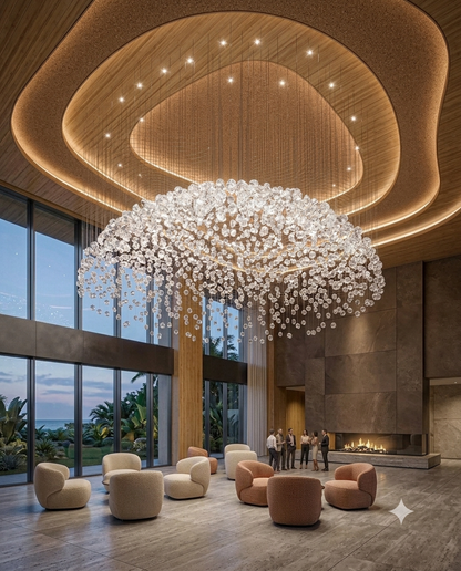1.2M Custom Clear Crystal Stone Chandelier | Modern Dome Pendant Ligh