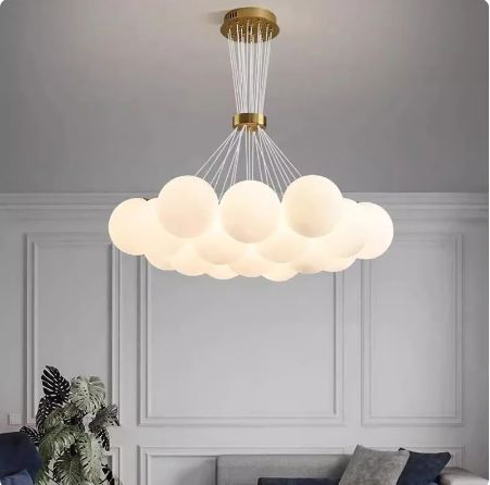 Contemporary Creative Moon Glass Bubble 19-Light Chandelier for Living Roomi