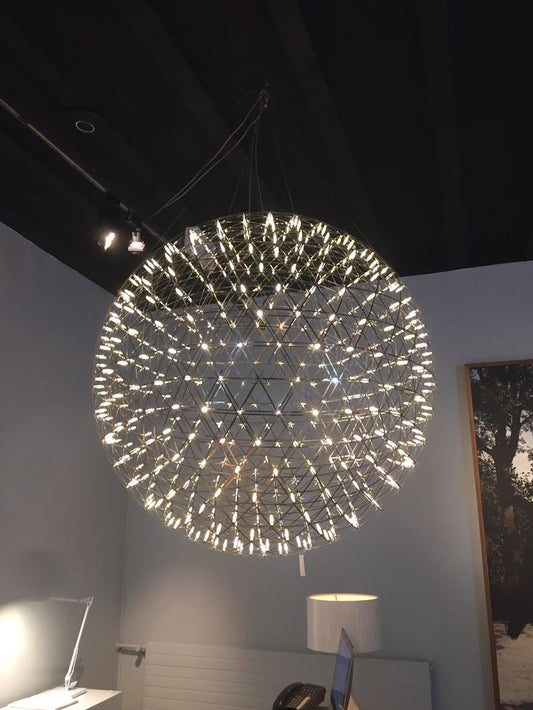 Modern Spark Ball LED Chandelier – Gold Chrome Firework Sphere Light
