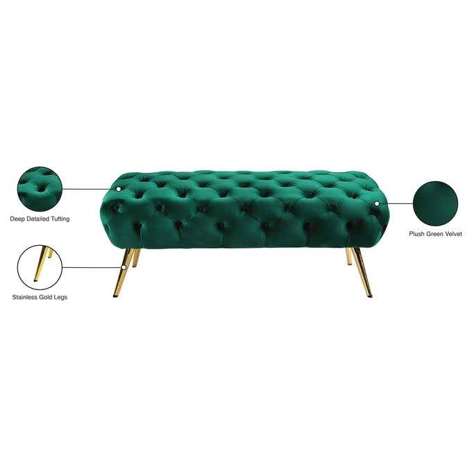 Luxury Velvet Storage Ottoman Bench with Gold Metal Legs – 90 × 45 × 45 cm
