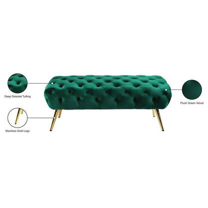 Luxury Velvet Storage Ottoman Bench with Gold Metal Legs – 90 × 45 × 45 cm