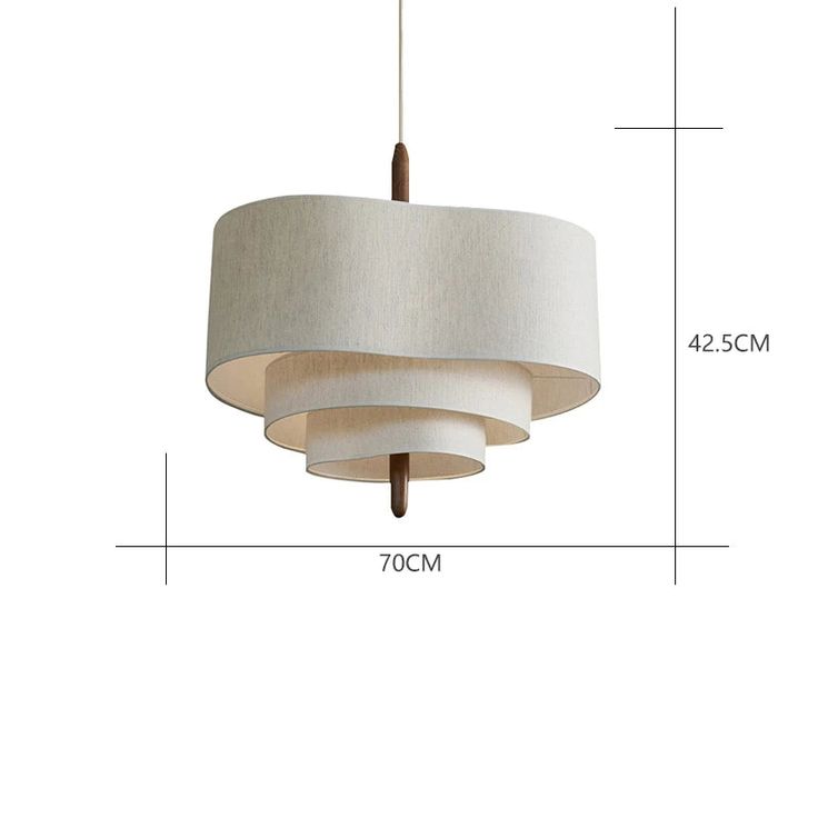 Wave Ladder Pendant Lamp – Corrugated Fabric Shade with Solid Wood Detail & Adjustable Textile Cord