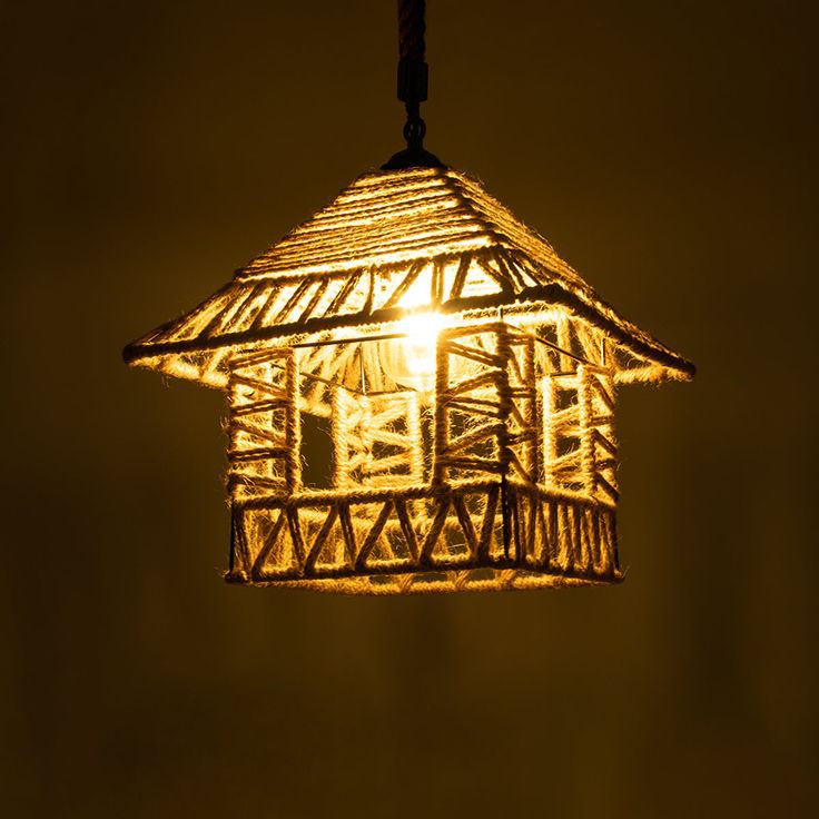 Hemp Rope Cage Pendant Light – Vintage Industrial Charm for Any Space
