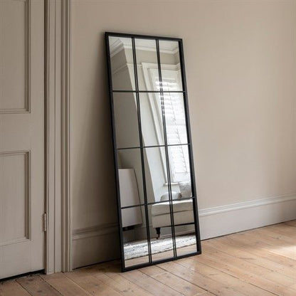 Modern Window Grid Wall/stand Mirror – Black Metal Frame Decorative Mirror