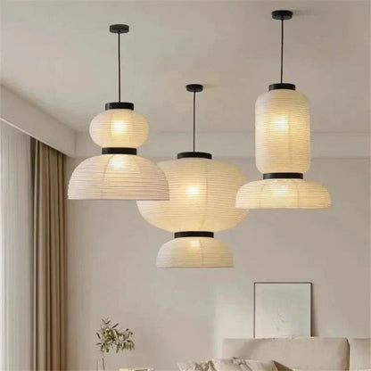 Japanese Rice Paper Pendant Lamp – Soft Warm Glow for Peaceful Spaces