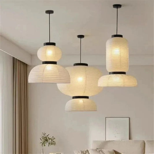 Japanese Rice Paper Pendant Lamp – Soft Warm Glow for Peaceful Spaces