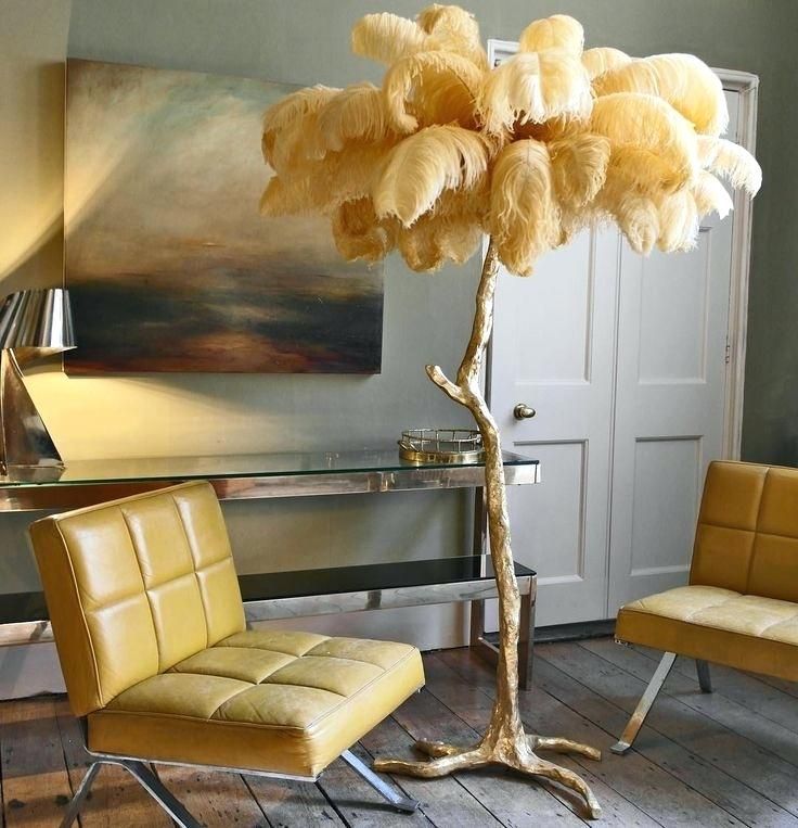 Gold Feather Floor Lamp – Elegant Standing Light for Living Room, Bedroom & Holiday Décor 1.2 C.M