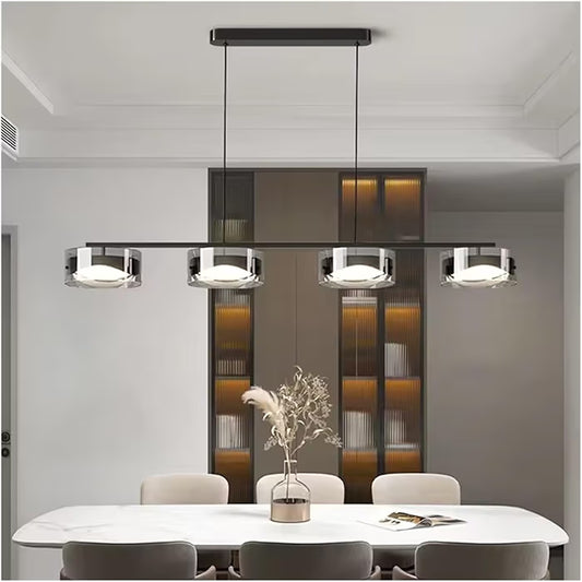 Modern Long Linear Dining Table Chandelier – Aluminum LED Pendant Light for Kitchen Island & Dining Room (Cool White)