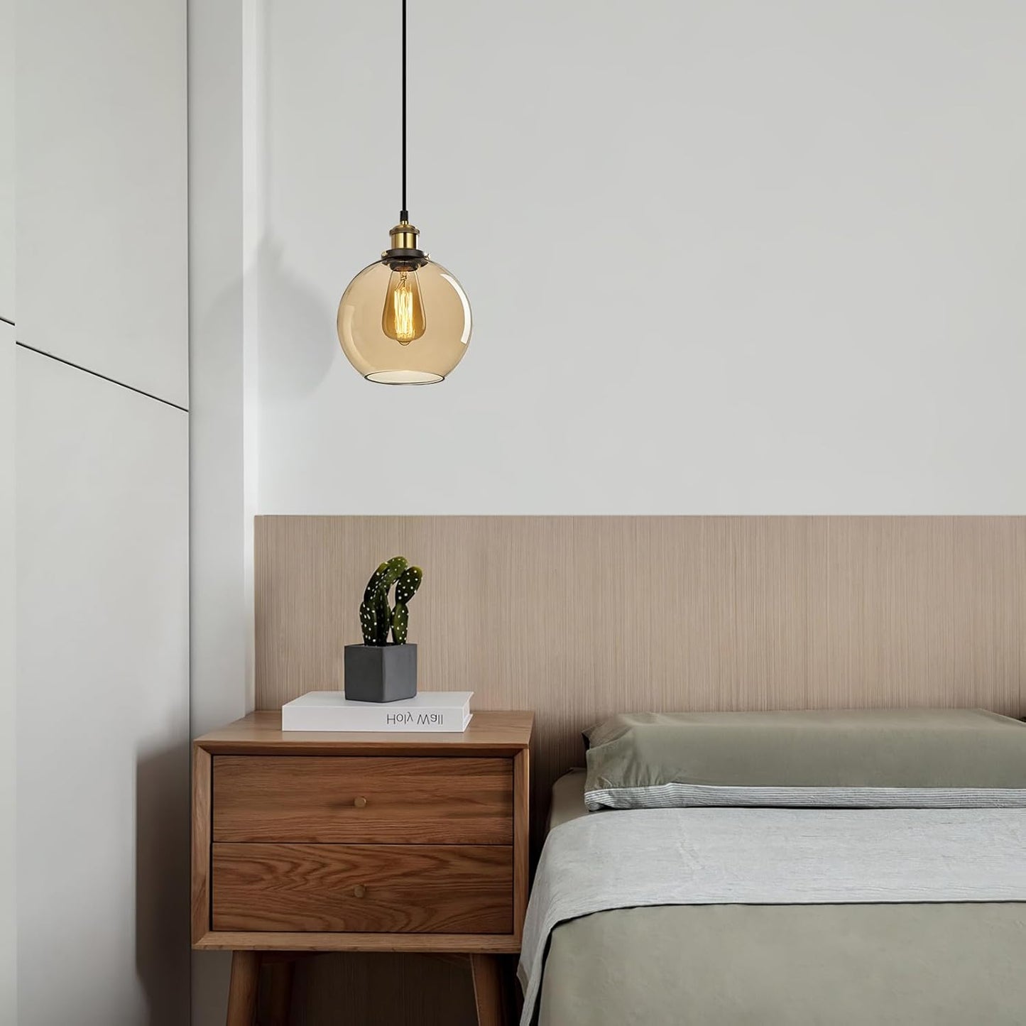 Vintage Pendant Light with Clear Glass Globe Shade ( 20 cm)