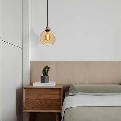 Vintage Pendant Light with Clear Glass Globe Shade ( 20 cm)