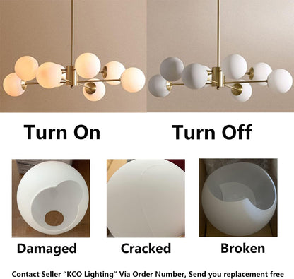 10-Light Glass Sputnik Chandelier – Modern Gold Globe Pendant for Kitchen & Dining Spaces