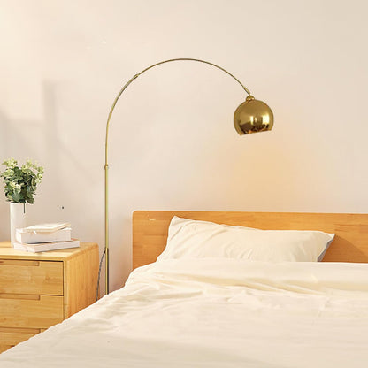 Inspired Home Landrie Brass Arc Floor Lamp – 75.5" Modern Gold Metal Floor Lamp with Marble Base