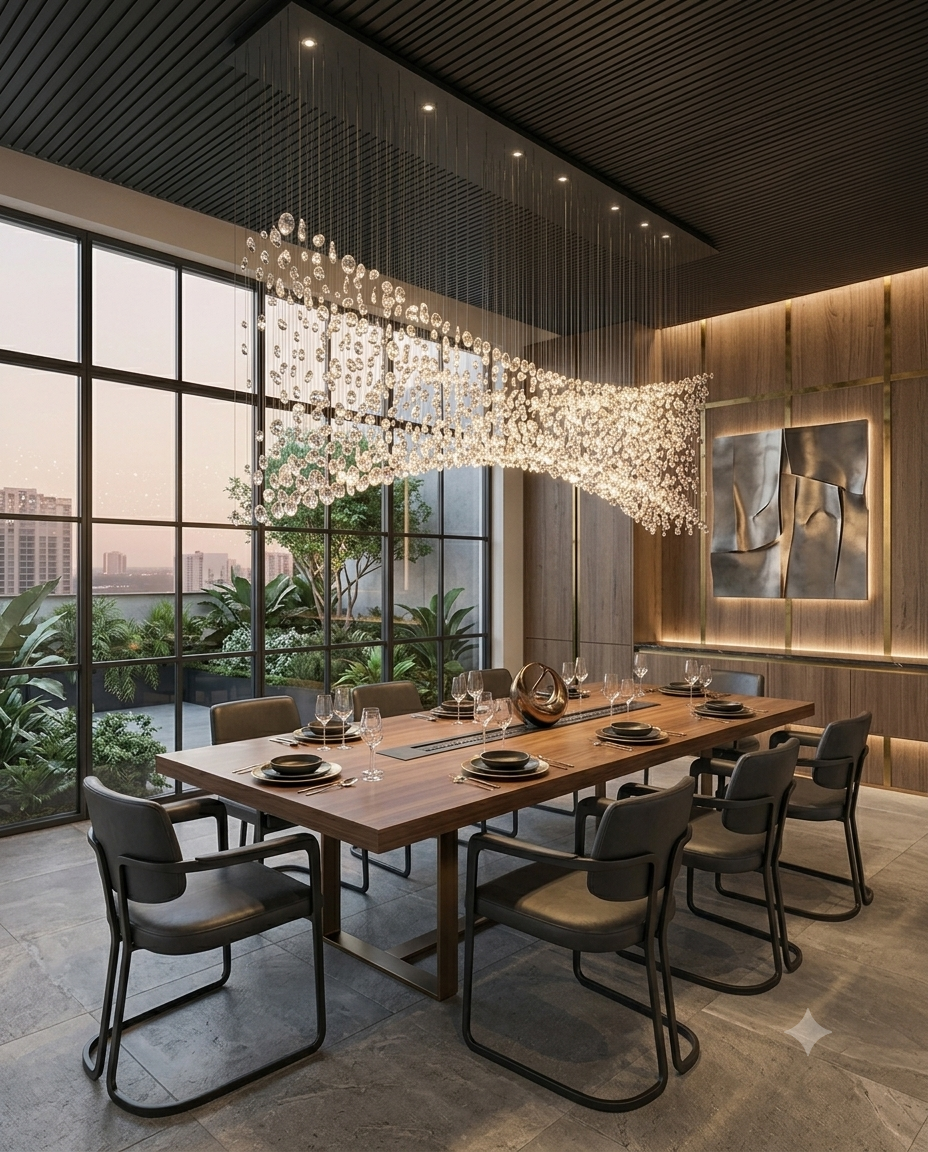 Modern Custom Hourglass Crystal Stone Chandelier | 2M Luxury Dining Table Pendant Light