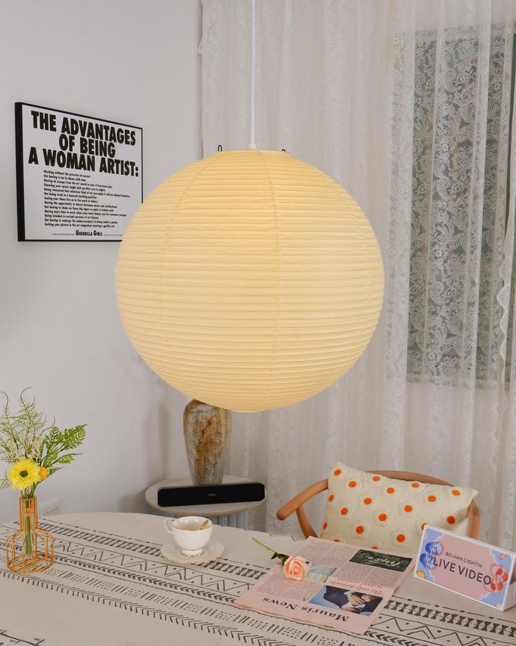 Japanese Paper Globe Pendant Light – Minimalist Zen Design