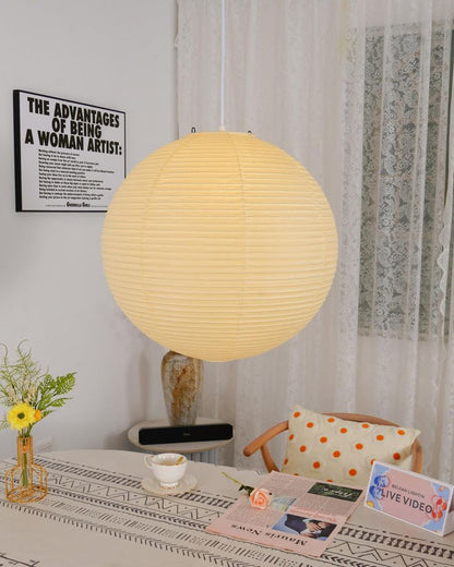 Japanese Paper Globe Pendant Light – Minimalist Zen Design