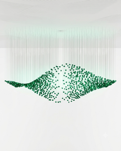 Customizable Rectangular DNA Helix Green Stone Pendant Chandelier for High-Ceiling Spaces⁠